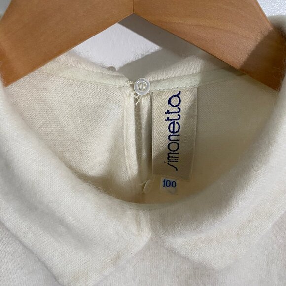 Angora blend long sleeve blouse with collar - off white - Picture 3 of 5